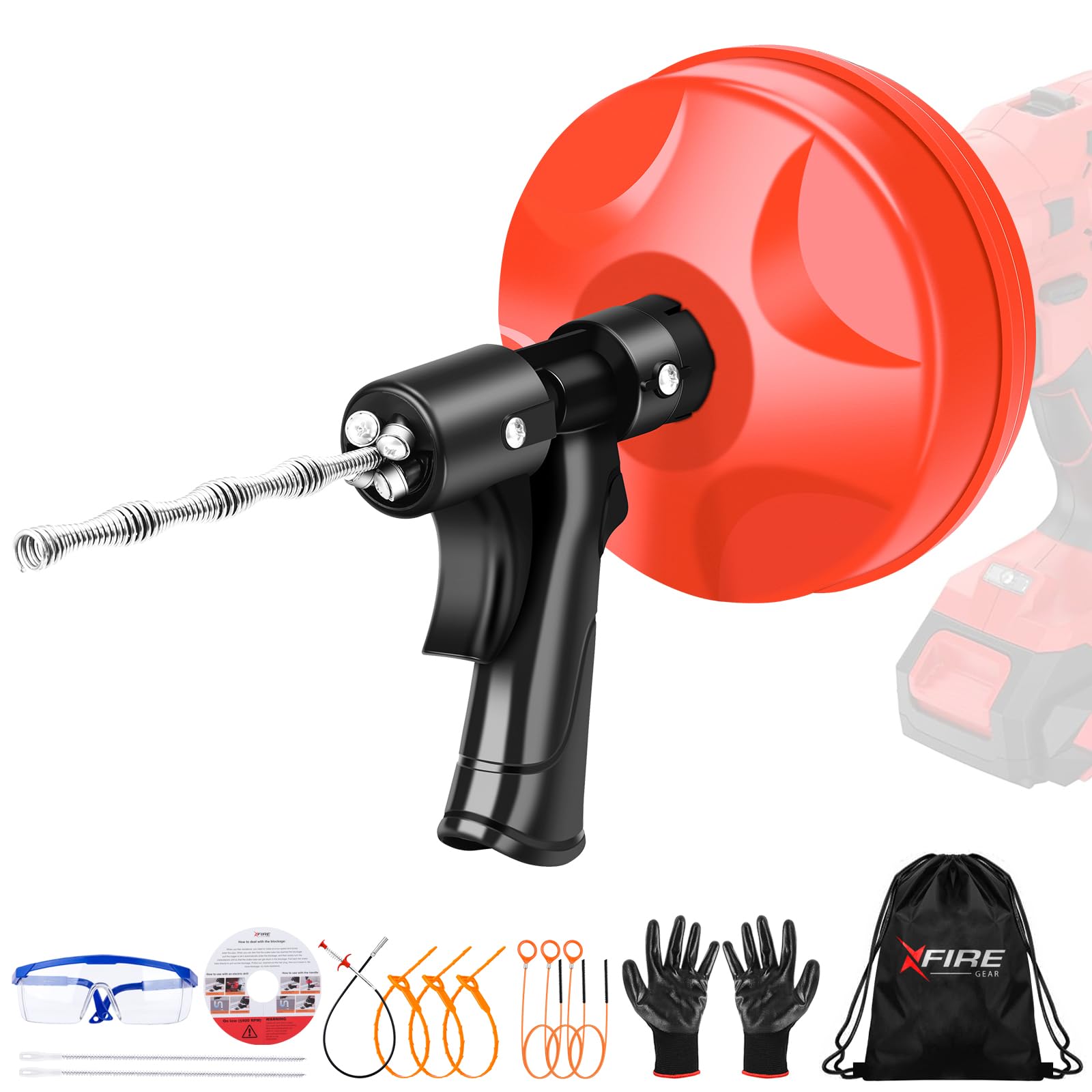 View 1 of 35 FT Double Mode Drain Snake Tools, 14-in-1 Drain Auger for Sink and Drain Unblocking, Plumbing Snake for Kitchen, Bathrom and Shower Sink, Snake for Real DYIs?Upgraded?