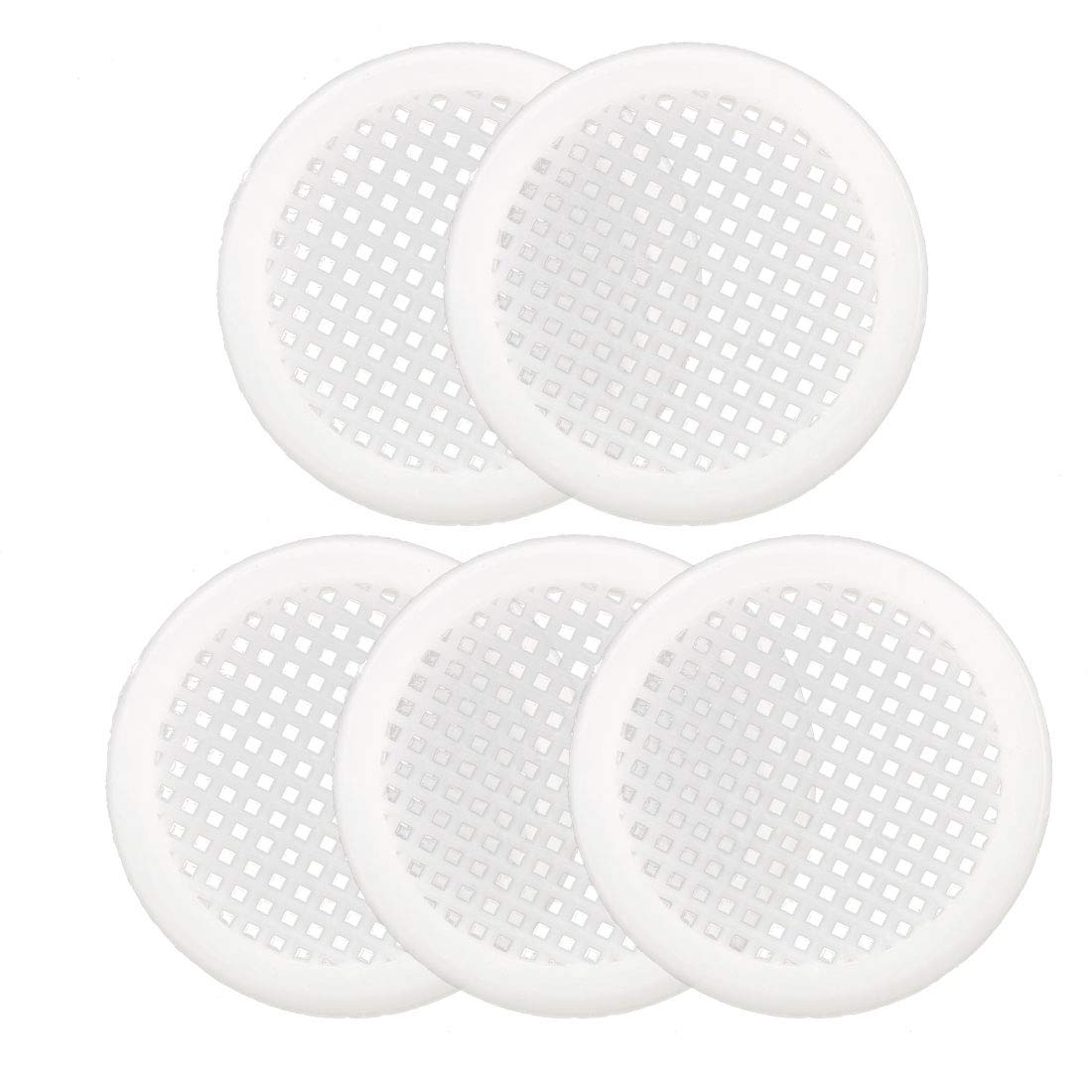 Sourcingmap 5pcs Air Vent Plastic Round 2.3 Inch Soffit Vent Mesh Hole Louver for Kitchen Bathroom Cabinet Wardrobe White