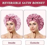 ACWOO Satin Bonnet Double-Sided Silk Hair Cap with Elastic Band view 4