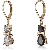 Betsey Johnson CZ Cat Mismatched Drop Earrings