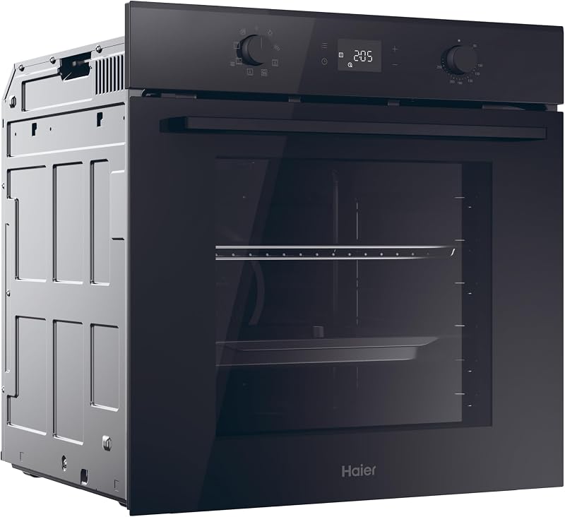 Série ID 2 H6 ID2P3T1HTB - Forno multifunção, hidrolítico, capacidade de 78L, 1 prateleira e 1 tabuleiro, 9 funções, ecrã com LED branco, guia telescópica, 2 vidros na porta, preto