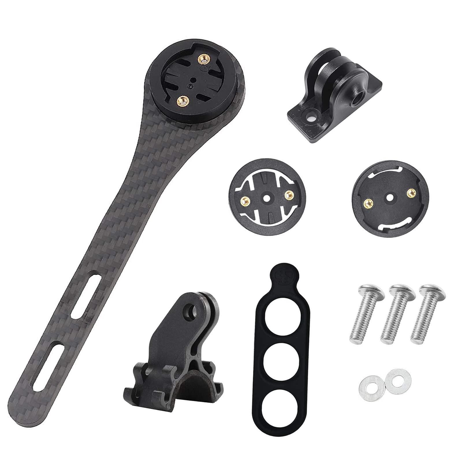 YHESEN Bicycle Computer Mount (Carbon Fibre), Fits Bryton Rider, Garmin Edge Models, Lightweight, Handlebar, Multifunctional, Supports Most Bike Lights & Action Cameras, Easy Install