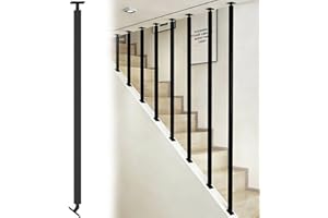 Custom Height Banister Guard Square Decor with Adjustable Bracket, Gold Black White for Indoor Stairs, I-Type Railing Post, C