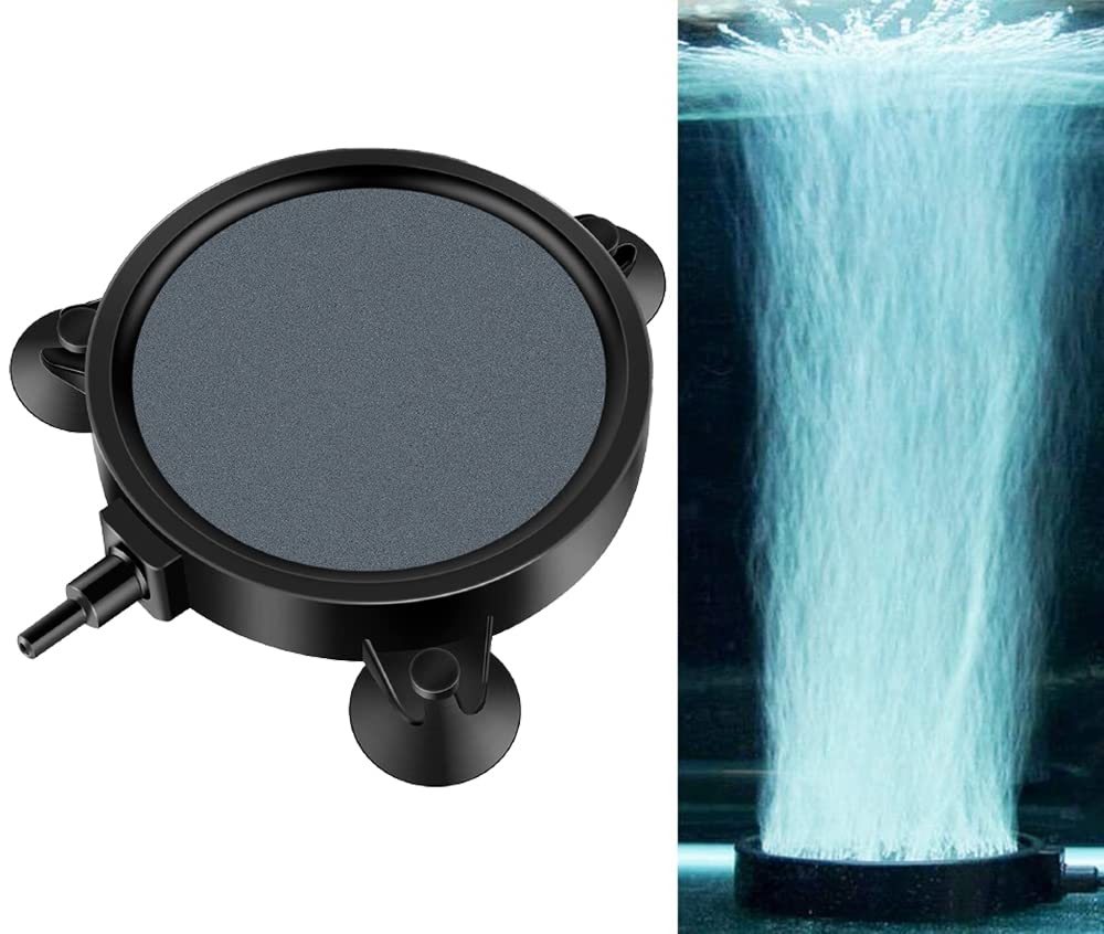VANSUKY 10CM Aquarium Air Stone, Round Ceramic Bubble Diffuser with 3 Suction Cups, Efficient Oxygen Aeration Plate for Fish Tanks, DWC Systems & Ponds