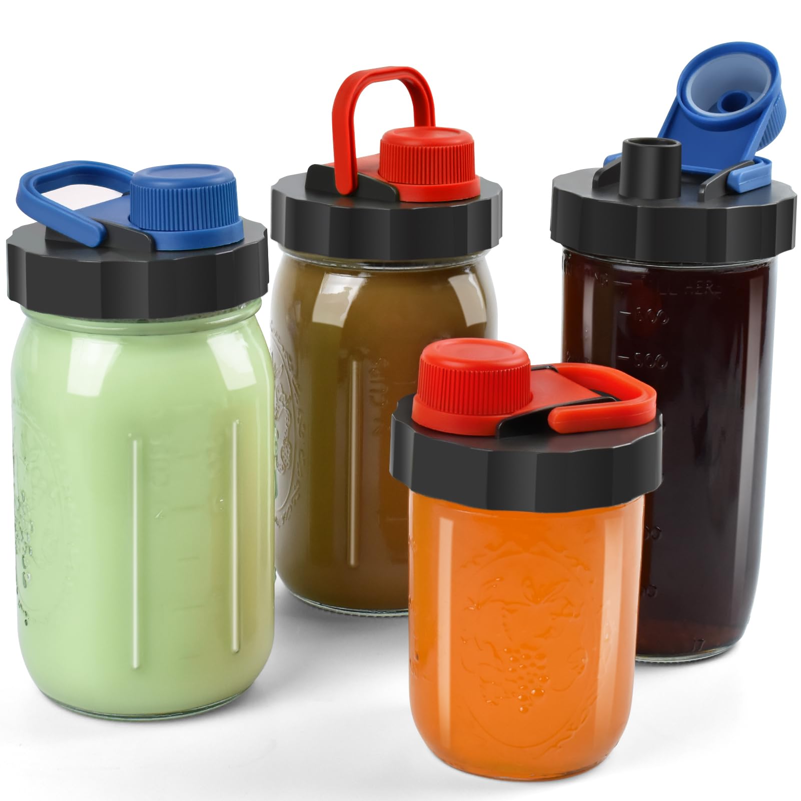 Photo 1 of Artcome 4 Pack Wide Mouth Mason Jar Pour Spout Screw-Cap Lids, Leak Proof Airtight Lids for Ball Brand Mason Jars, Ideal Storage for Milkshakes, Sauces, Beverages & Salads - Convenient & Easy-to-carry