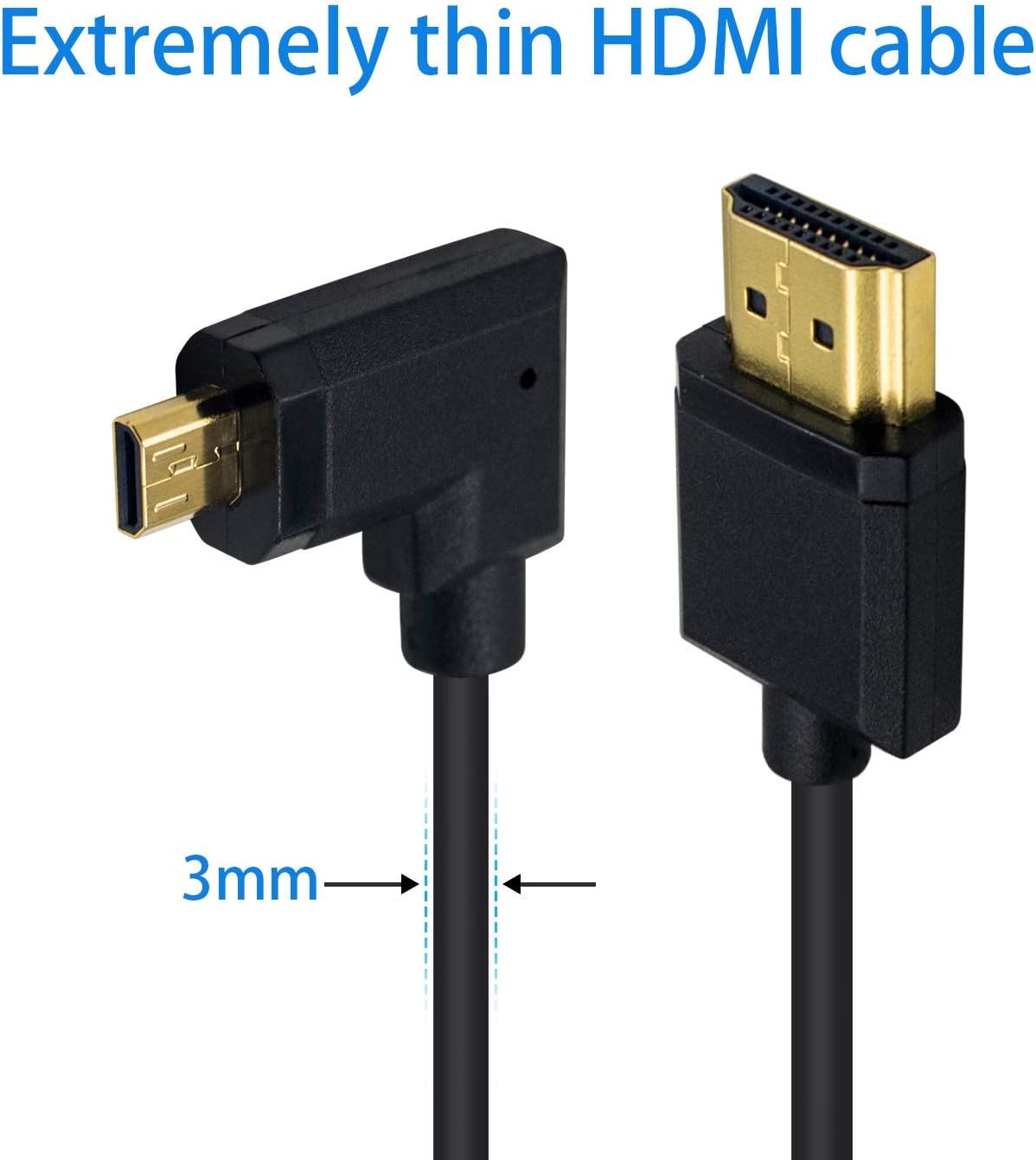 Duttek HDMI to Micro HDMI Cable, Extreme Slim and Flexible Micro HDMI Male to HDMI Male Cable support 1080P, 4K - Image 4