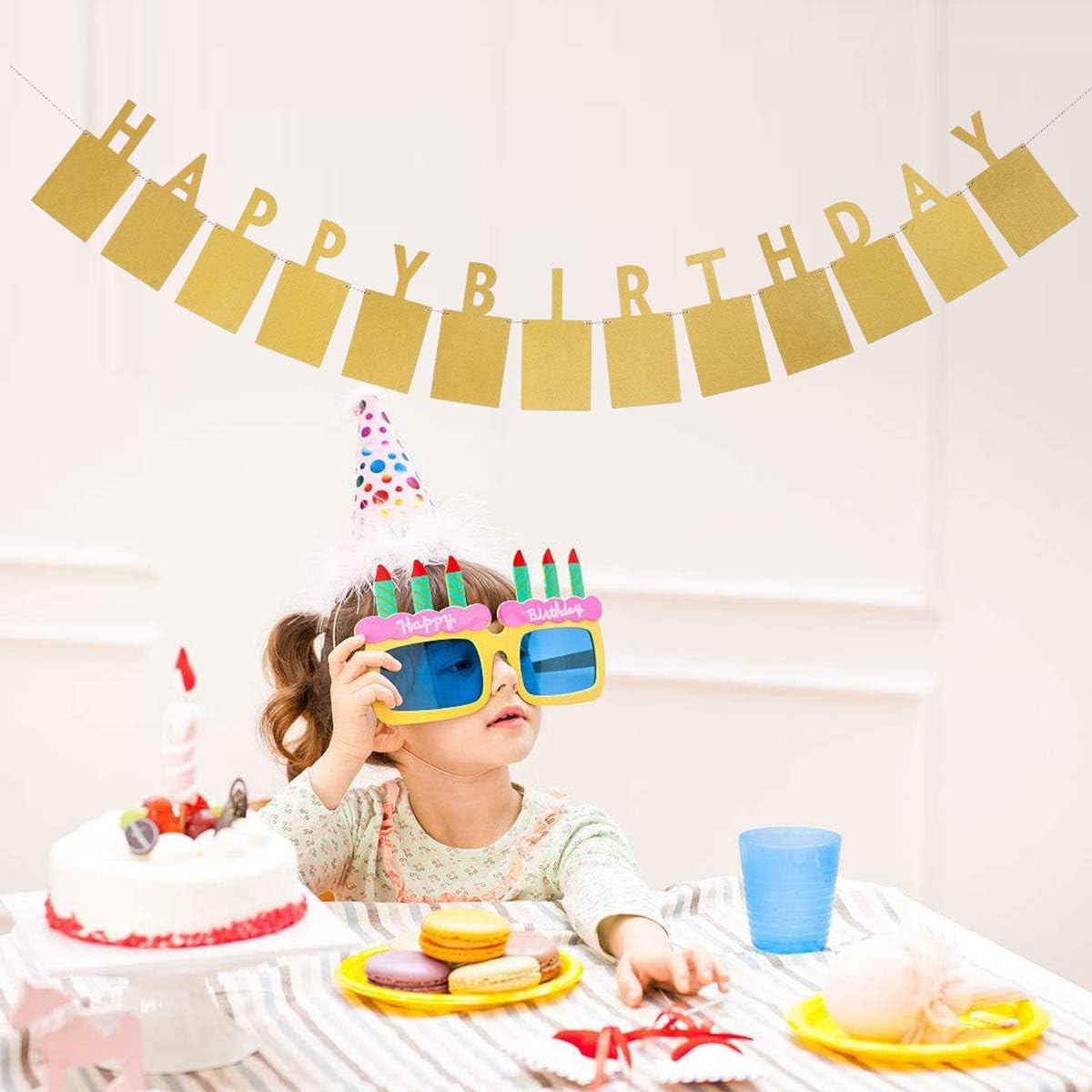 Amosfun Guirlande De Papier Photo Pour Fete D Anniversaire 27x13 5x0 1 Cm Or Amazon Fr Cuisine Maison