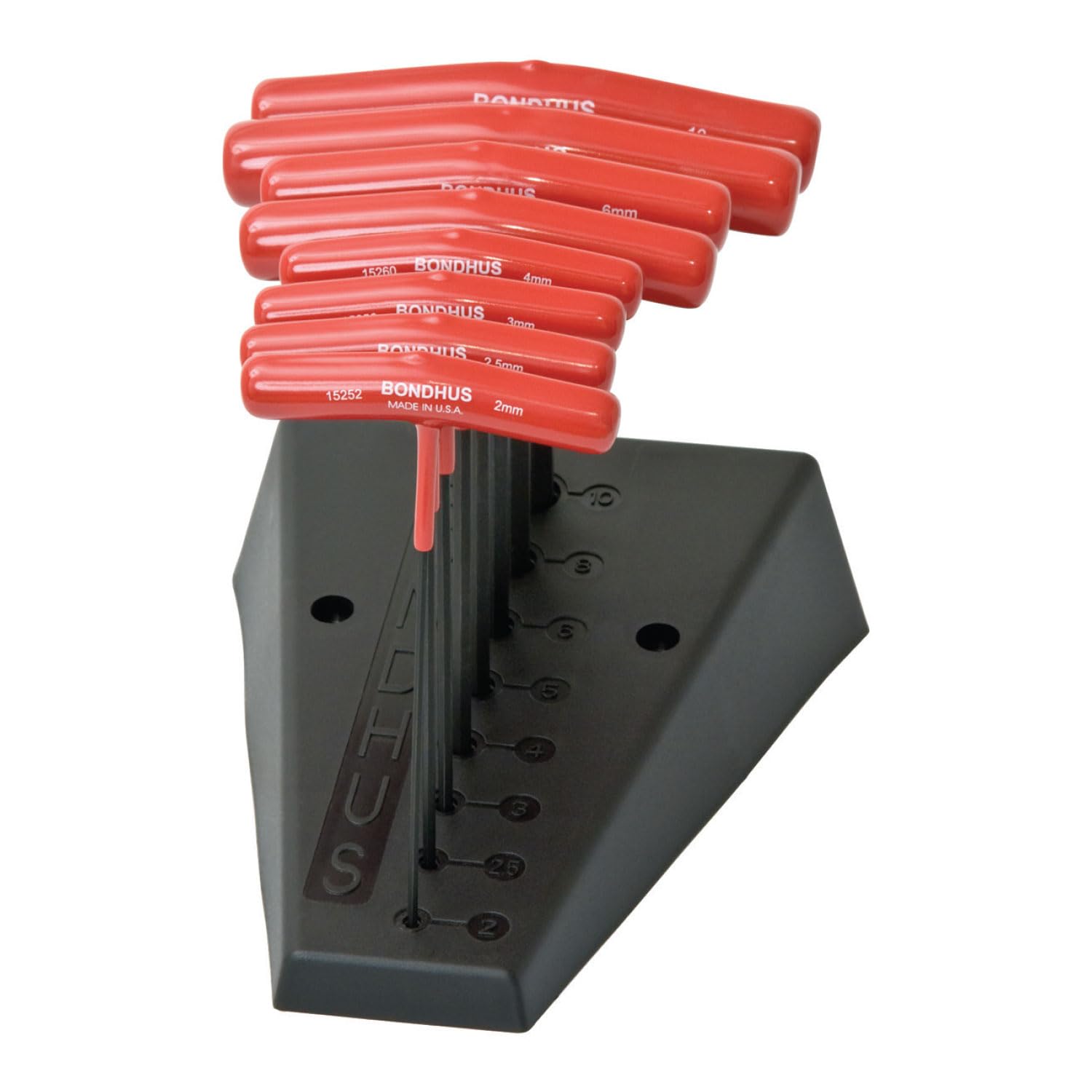 Bondhus HTX80M/S-6 8PC 2-10MM 6" T-Handle HEX Set + Stand, 15289