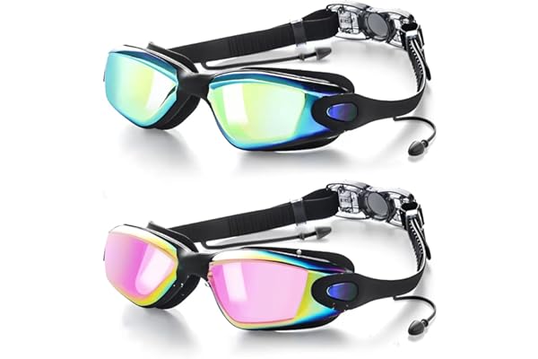 Swim Goggles 2 Pack, Anti Fog&UV Swimming Goggles for Audlt, No Leaking Goggles for Men Women Youth
