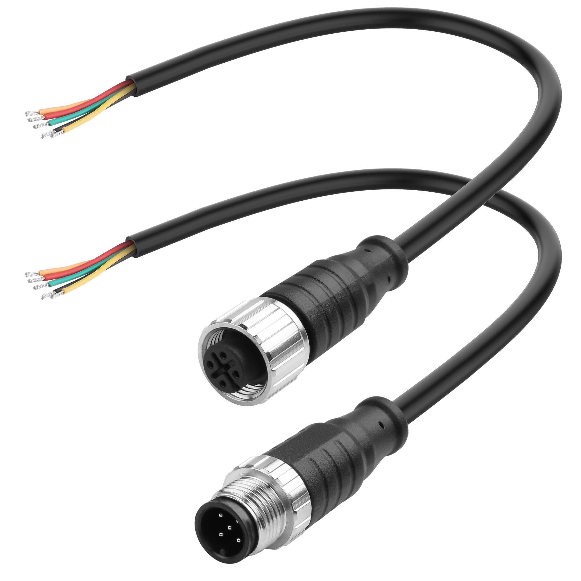 Photo 1 of M12 Connector Aviation Sensor Cable YACSEJAO 25CM/0.8FT 5 Pin M12 1 Male+1 Female Wiring Cable IP67 Outdoor Waterproof Industrial Circular Connector (5 Pin)