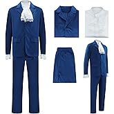 PAINEOMN 60s Swinger Costume Groovy Costumes for Men Spy Austin Halloween Cosplay Suit Ruffle Shirt Velvet Jacket Pants Set