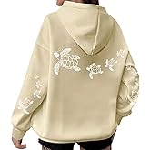 BOPBISGA Cute Sea Turtle Hoodies, Women Beach Sweatshirt, Ocean Hoodies, Fleece lining, Sea Turtle Print, for Ocean Lover