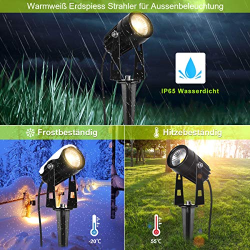 AIMHEIM 8er-Set Gartenstrahler LED Warmweiß, 3W Gartenleuchte Garten Beleuchtung mit Stecker, Schwenkbar Außen-Strahler… – Bild 4