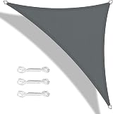 Teynewer 5x5x5m Triangle Shade Sail UV 98% Waterproof Dark Grey with Rope