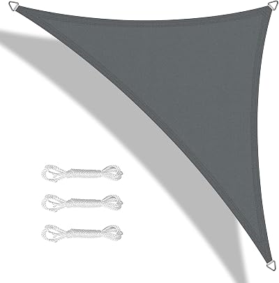 Teynewer Triangle Shade Sail 3.6x3.6x3.6m Waterproof UV 98% Dark Grey