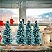 Sumind 72 Pieces Mini Christmas Trees Bottle Brush Trees Plastic Artificial Winter Sisal Mini Pine with Wooden Base Snow Frost Tree Tabletop Tree for Christmas Decoration Gift and Display