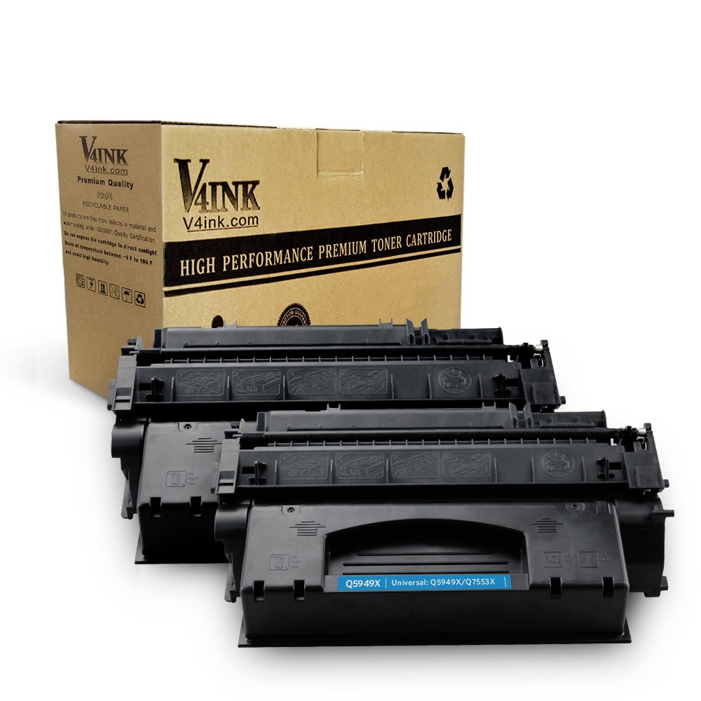 V4INK Compatible Toner Cartridge Replacement for HP 49X Q5949X HP 53X 7553X  (Black, 2-Pack), for use in HP Laserjet P2010 P2014 P2015 P2015d P2015dn  P2015n ...