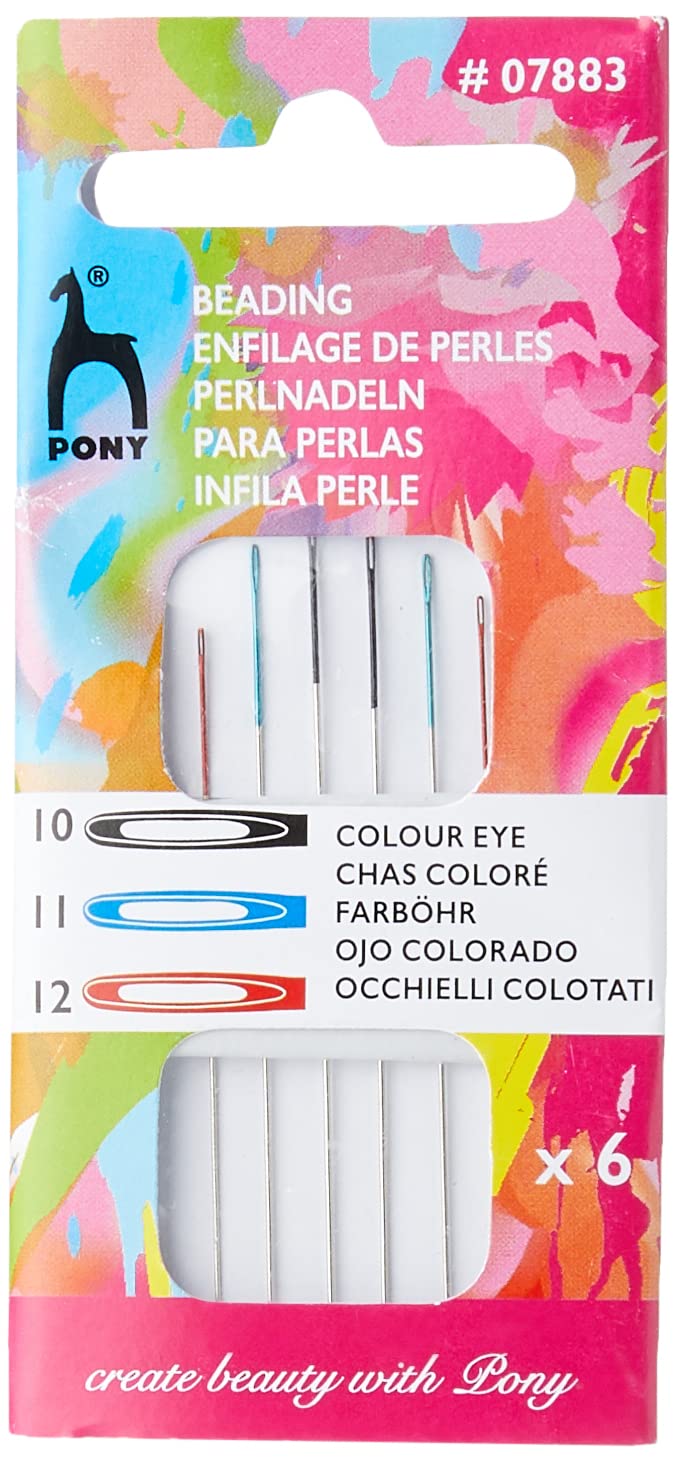 Pony Coded Eye Needles: Beading 10/12, Multi-Colour