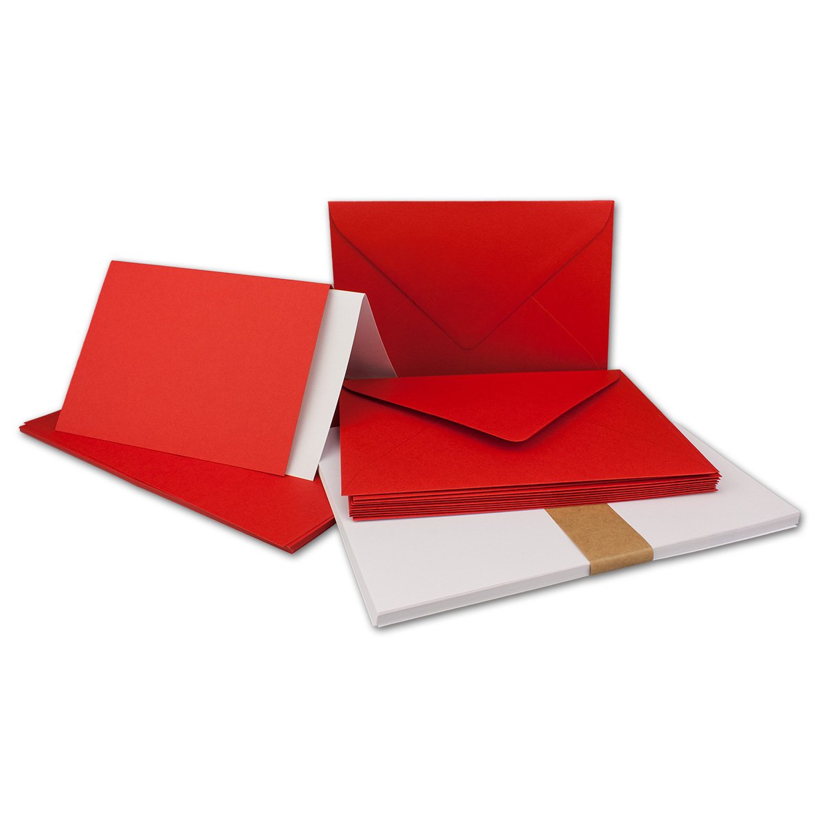 Folded cards, DIN A6 – C6, wet sealing, with inlay 25 Karten-Sets red