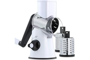 GDL Cheese Grater Rotary, Rotary Grater for Kitchen, Kitchen Grater Vegetable Slicer with 3 Drum Blades, Fast Cutting Cheese Shredder for Vegetables and Nuts