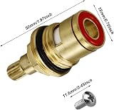SZCXDKJ 2 Sets 1/2 Turn Ceramic Tap Cartridge 20 Spline Brass Valve Kit view 2