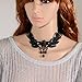 Yazilind Black Rose Flower Lace Gothic Lolita Beads Pendant Choker Necklace 12.87in