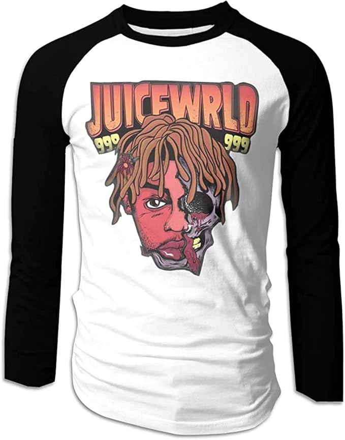 Herren Juice Wrld Raglanärmel T-Shirts Baseball Shirts Gr. M, Schwarz