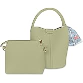 JongCen Bucket Bags for Women Leather Bucket Bag Crossbody Bucket Bag with Removable Shoulder Straps