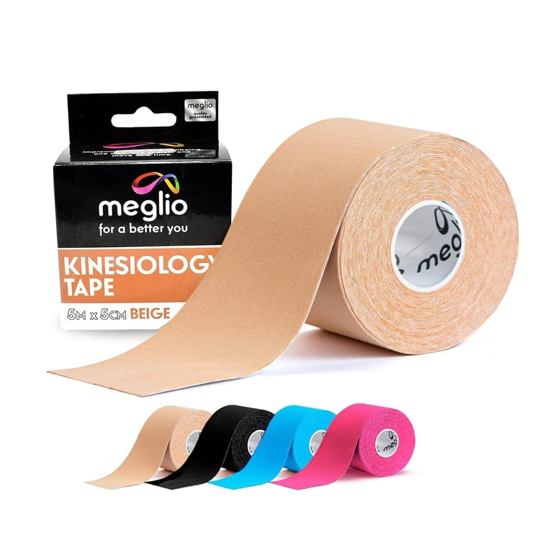 Meglio Kinesiology Tape - Uncut 5m Roll Sports Tape Strapping for Injuries, Support Muscle Tape, K Tape, Physio Tape, Trans Tape, Athletic Tape, Breathable & Waterproof | (Beige)