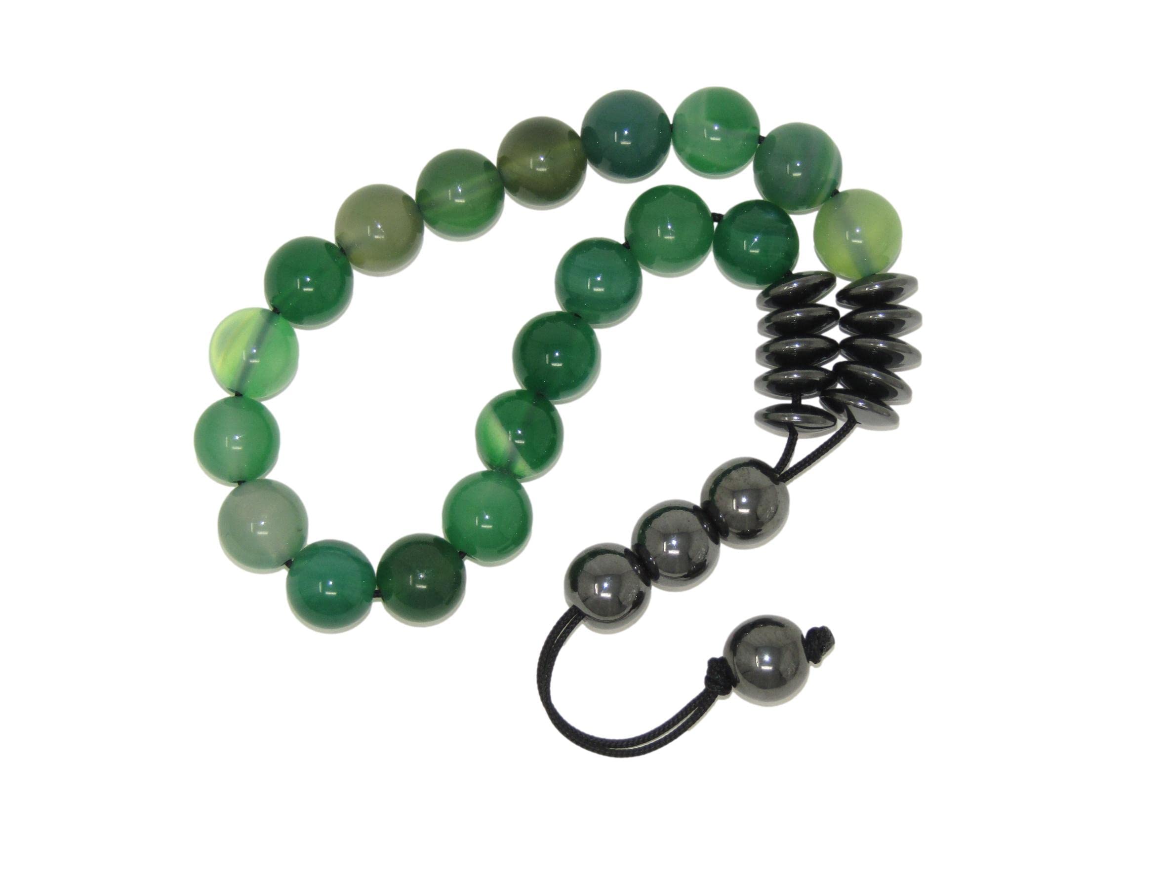 Jeannieparnell N3 DGA - Greek Style Loose Strung 10mm Dark Green Agate Gemstone Worry Beads