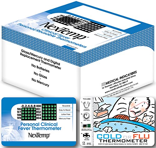 NexTemp Reusable Personal Celsius Clinical Thermometer in Wallet Size Carrier - 250 Units