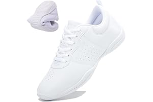 DADAWEN Girls White Cheer Shoes Youth Cheerleading Shoes Dance Athletic Training Tennis Lightweight Competition for Women Cheer Sneakers