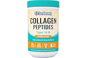 Surebounty Collagen Peptides Powder, Type I & III, Grass-Fed Bovine Source, Unflavored, Dissolves Easily, Skin, Hair, Nail & Muscle Care, Paleo & Keto Friendly, 8oz