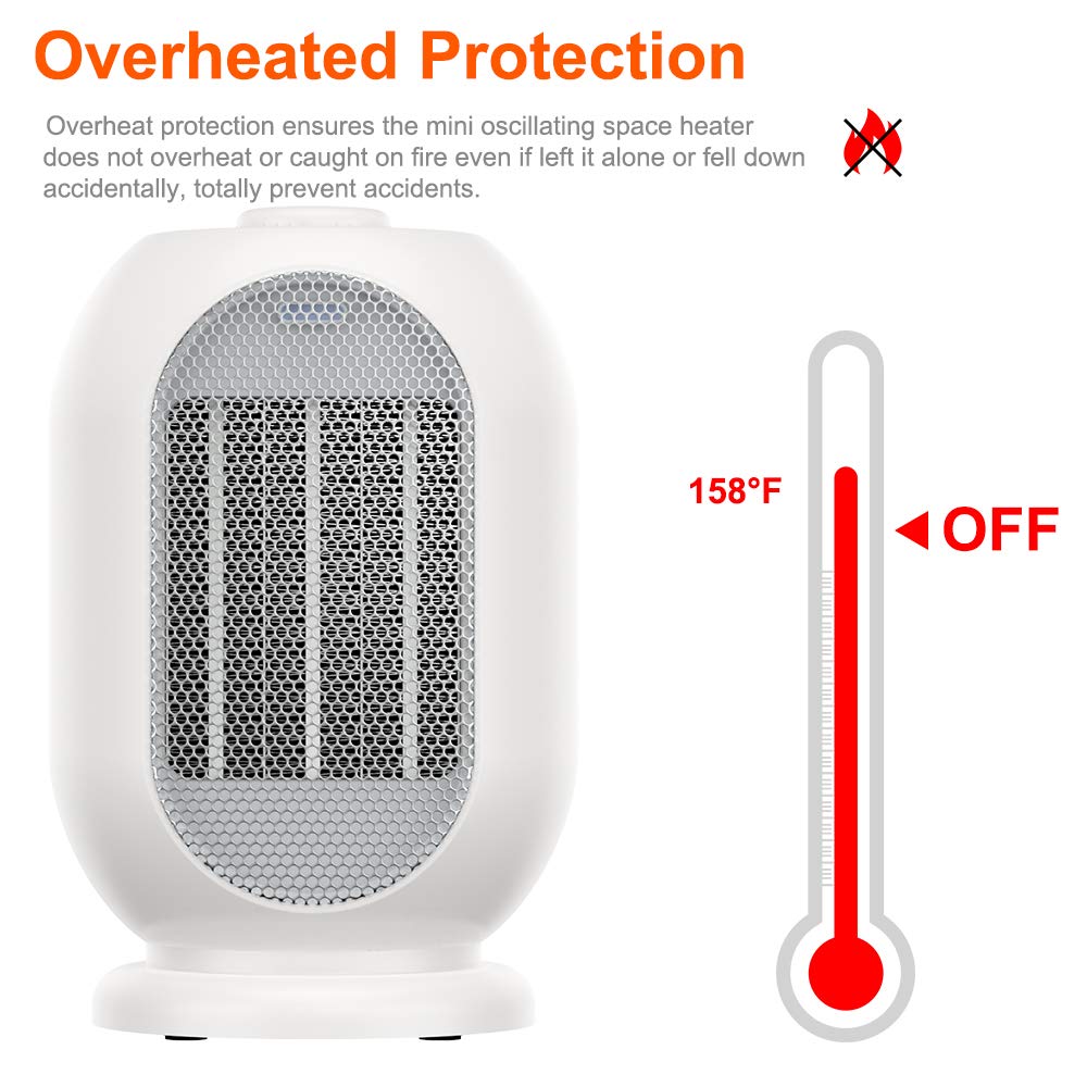 1200W/600W Electric Space Heater,Ceramic Portable Heater with Overheat Protection & Tip-Over Protection, Personal Quiet Heater for Home/Office/Bedroom/Bathroom/Outdoor