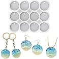 RESINWORLD 12-Cavity 1.37'' Shiny Flat Circle Silicone Mold with Hole, Pendant/Earrings/Round Keychain Mold, Pet Tag Resin Casting Mold