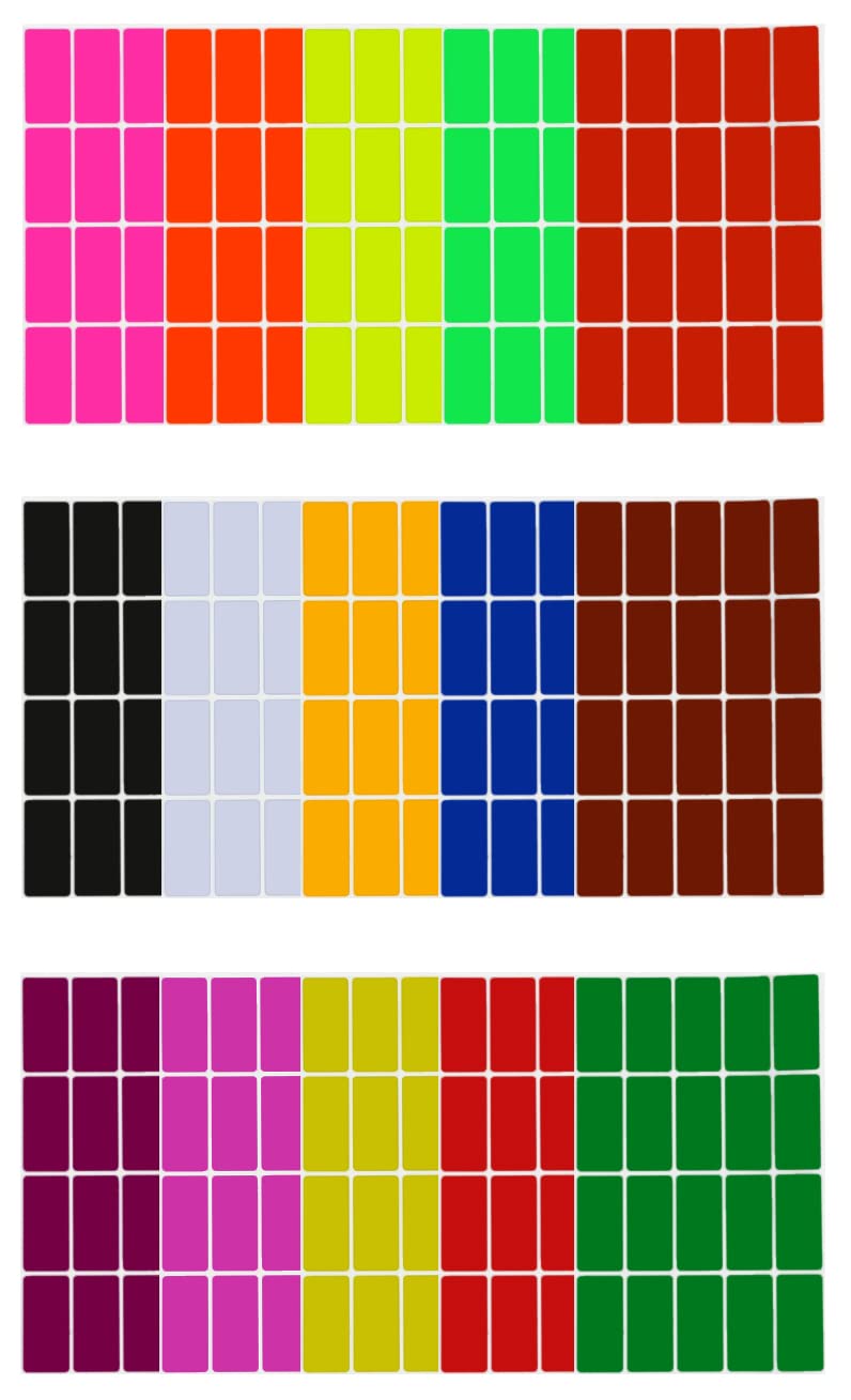 Royal Green Rectangular Color-Coding Stickers 4cm x 2cm Labels in 8 Assorted Colors for Kids (40mm X 19mm) 300 Pack