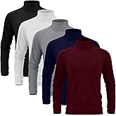 Neer 5 Packs Mens Big and Tall Long Sleeve Shirts Turtleneck Thermal Tops Casual Basic Tees Lightweight Pullover Undershirt