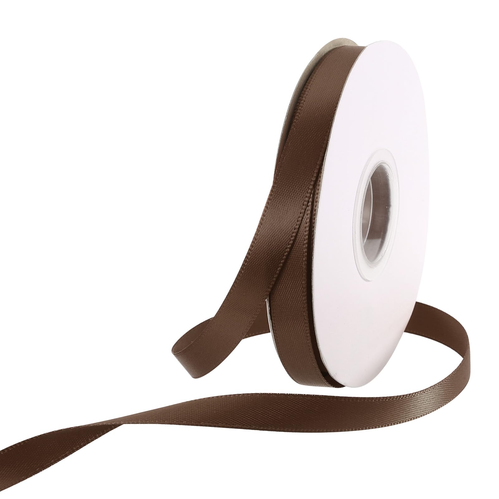 Rebower 10mm Satin Ribbon 23m Thick Double Face Grosgrain Silk Ribbon, [for Gift Wrapping, Hair Bows, Wedding, Cake, Flower] - 25 Yard/75ft/ Coffee
