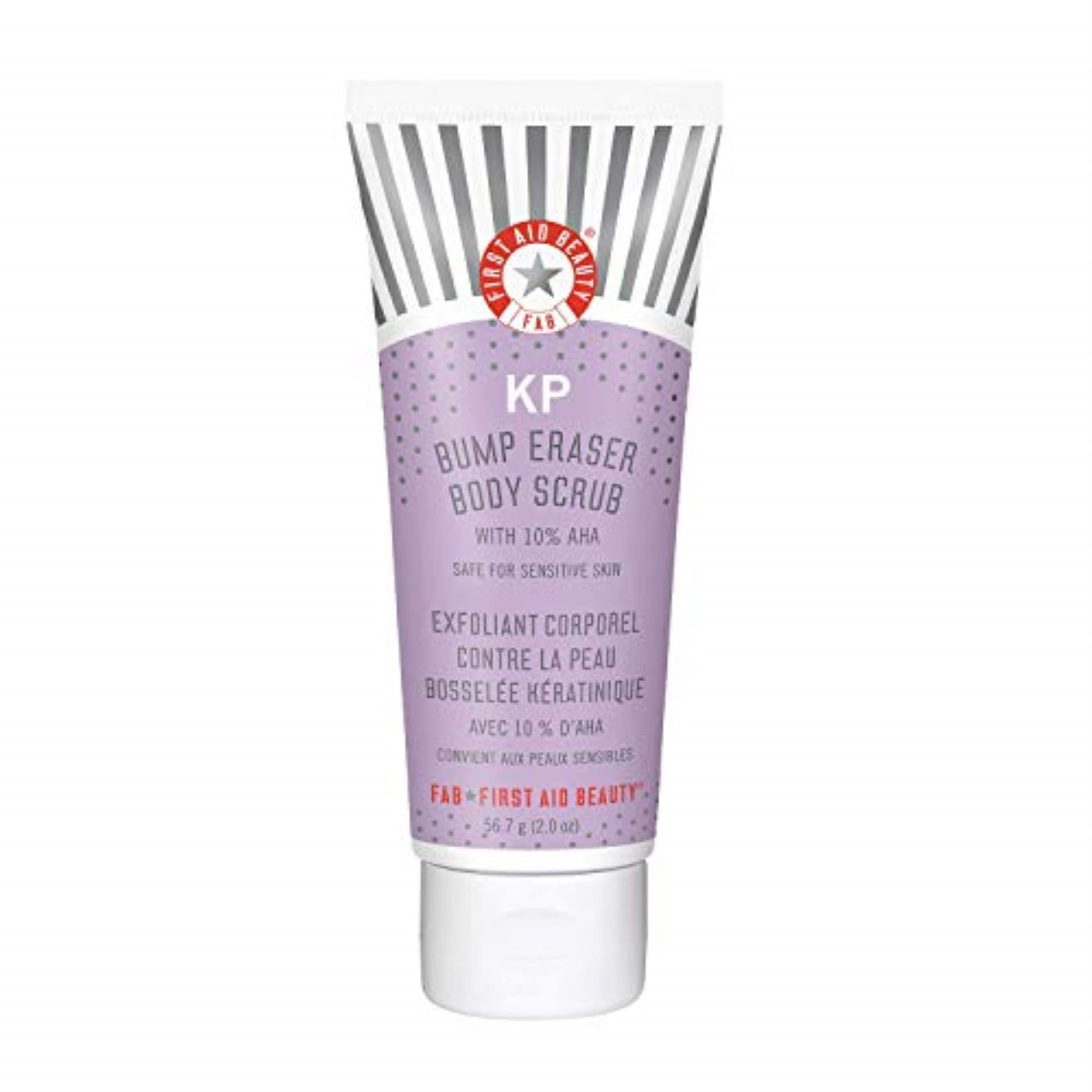 First Aid Beauty - KP Bump Eraser Body Scrub with 10% AHA, Keratosis Pilaris Skin Exfoliater with Glycolic and Lactic acids, Helps Reduce Chicken Skin Bumps, Safe for Sensitive Skin, 56.7g