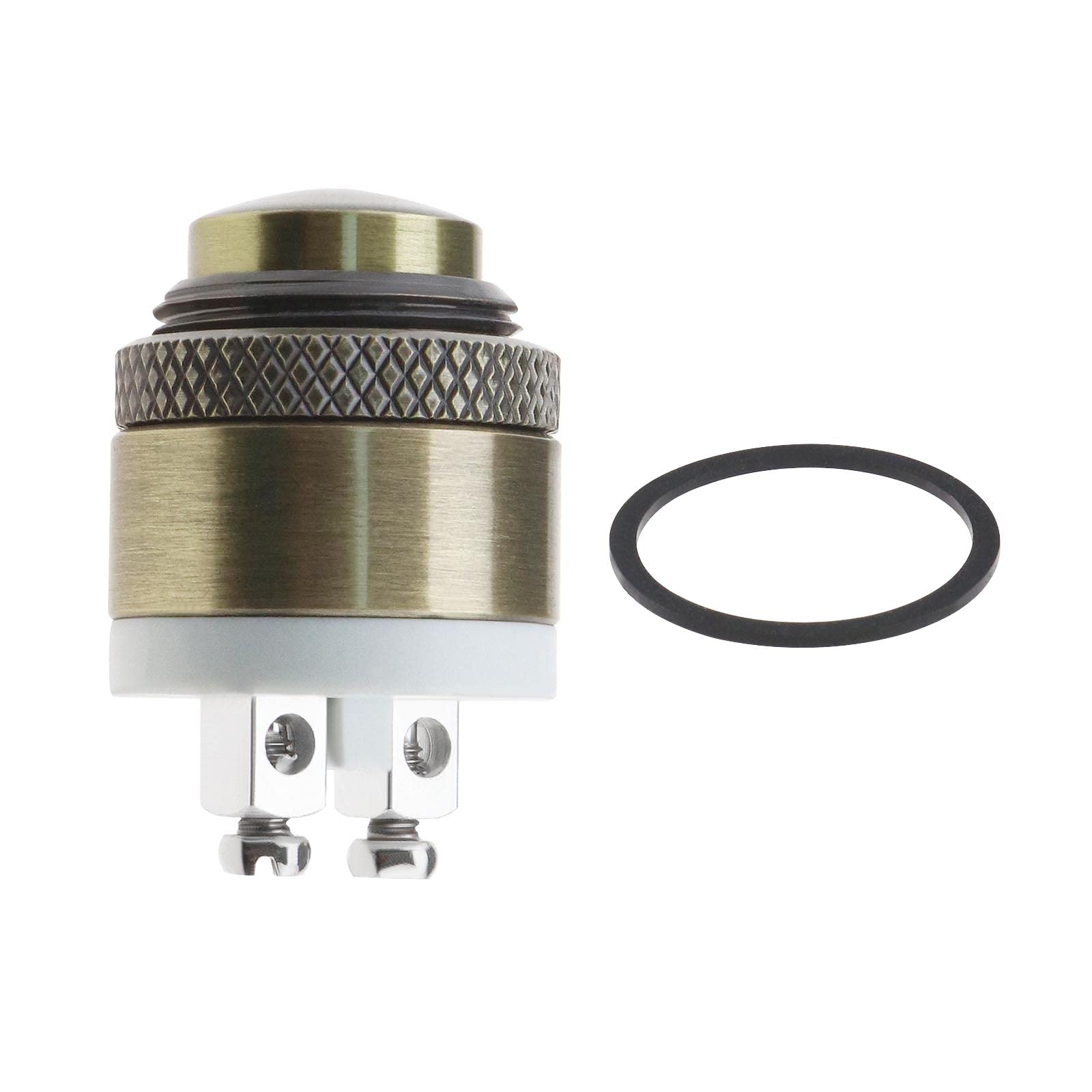 VGOL 16mm Door Bell Switch Momentary Push Button Brass Metal 36V DC 2A ON Off Round Waterproof for 16mm Mounting Hole Furniture Hardware