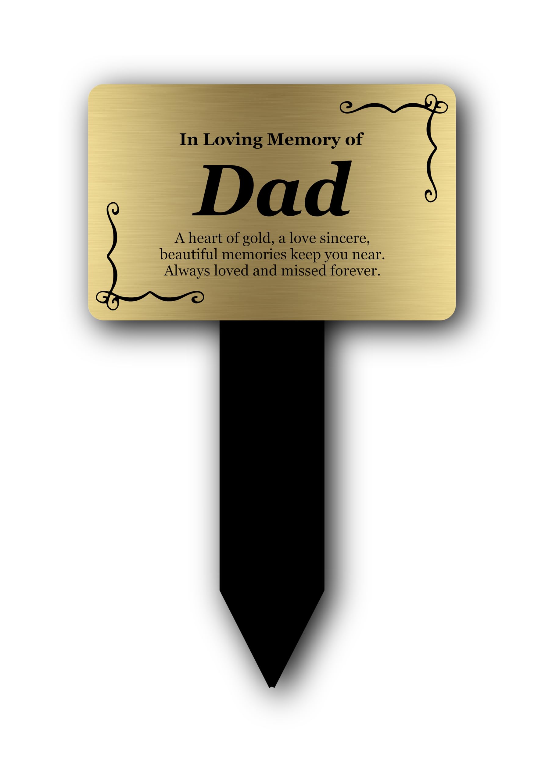 Bereavement Gifts. Memorial Plaques With Custom Text, Gardens Ground Stake Or Grave Ornaments - Acrylic, Waterproof and Hard Wearing. Shipped Globally. (Dad Memorial Gold) — image 1