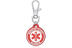 YOTHIWAD Medical Alert Keychain for Women Men,Medical ID keychain with Free Laser Engraving Red Light Suitable for Bags Cloth