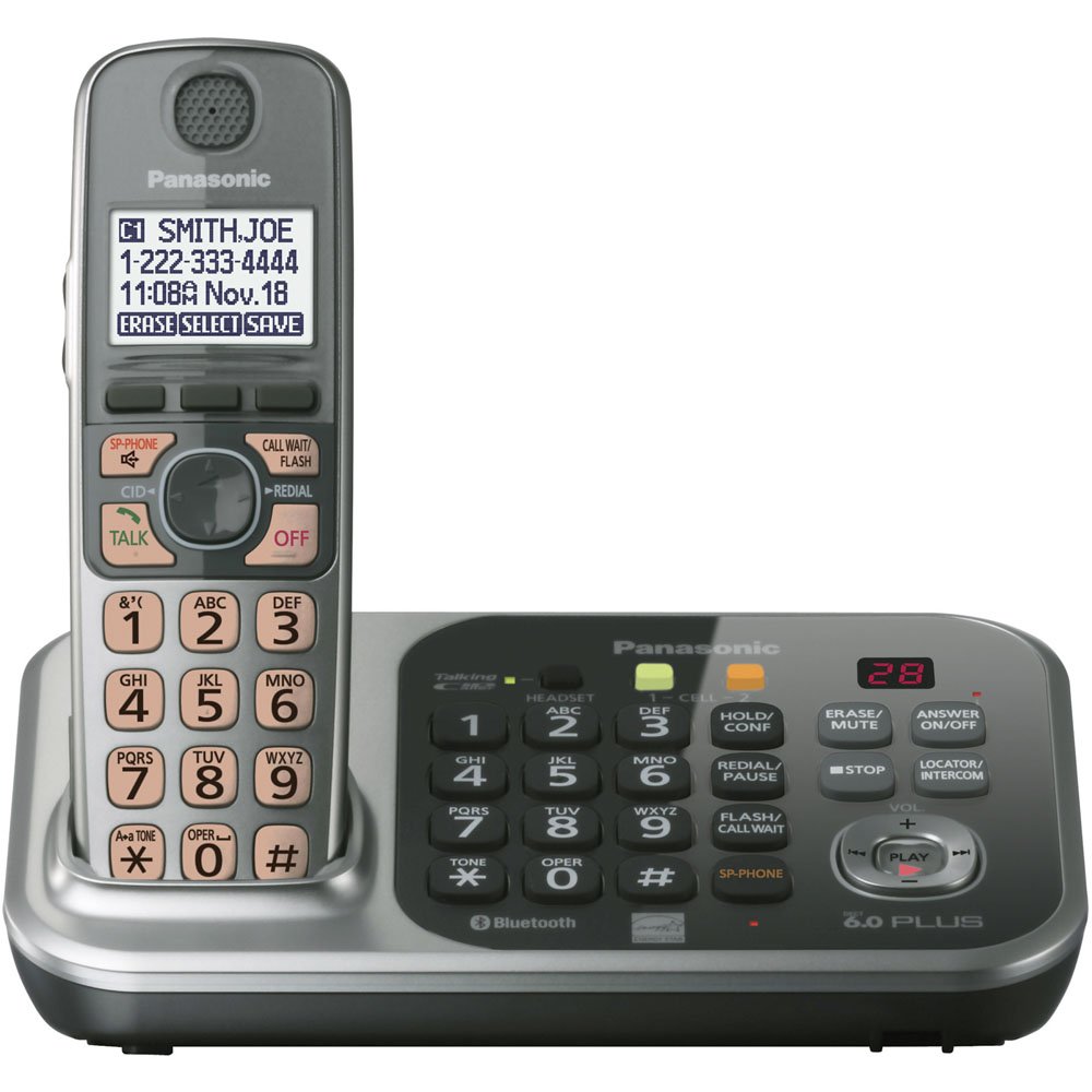 Amazon.com : Panasonic KX-TG7741SDECT 6.0 Link-to-Cell via Bluetooth  Cordless Phone with Answering System, Silver, 1 Handset : Telephones :  Electronics
