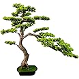 VIGGDA 3ft（43in） Artificial Bonsai Tree Juniper Faux Plants Indoor Big Fake Plants Decor with Ceramic Pots for Home Table Office Desk Bathroom Shelf Bedroom Living Room Farmhouse Decorations