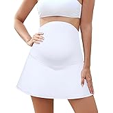SHEKINI Maternity Ruched Skirts High Waist Sports Skirt Over The Belly Skirts Inner Shorts