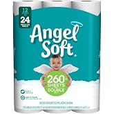 ANGEL SOFT Toilet Paper Bath Tissue, 12 Double Rolls, 260+ 2-Ply Sheets Per Roll