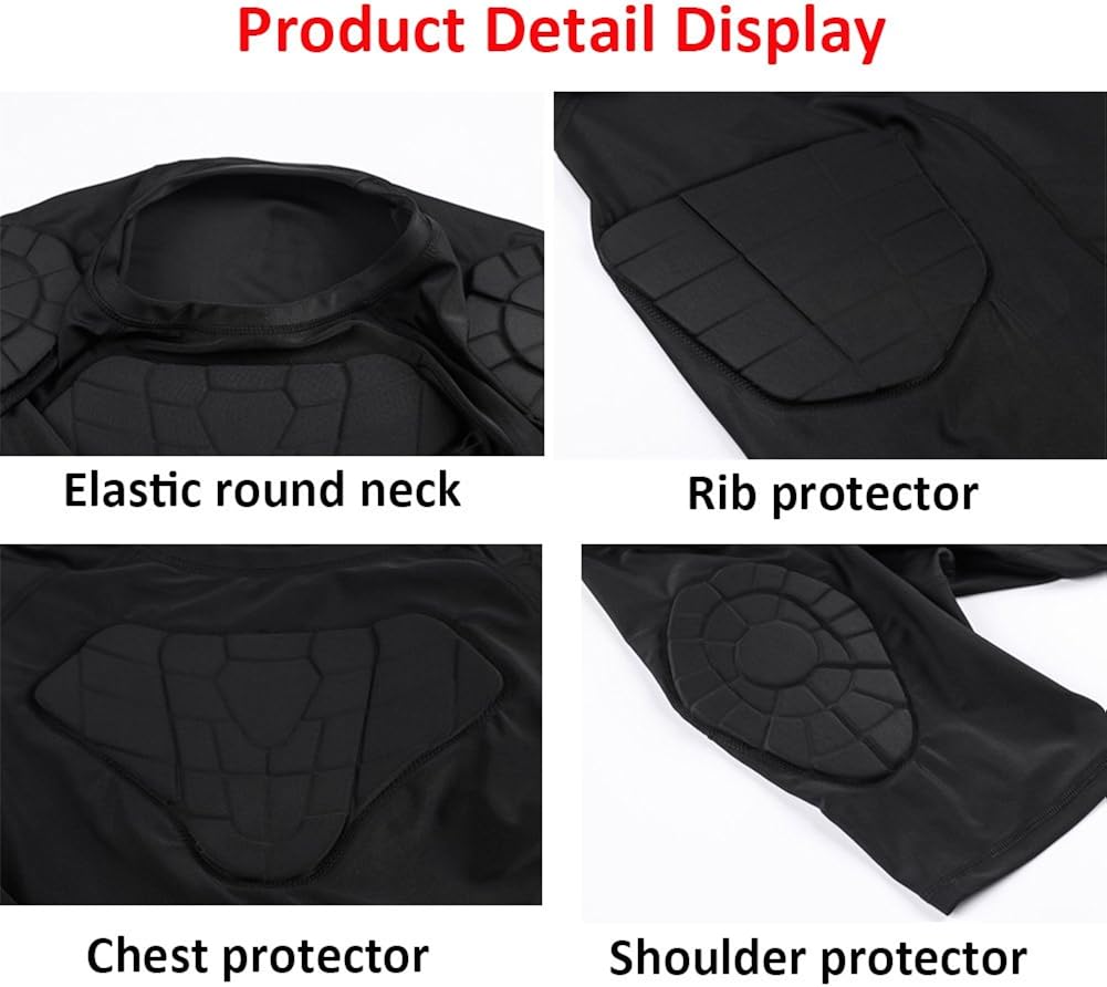 TUOYR Padded Compression Shirt Chest Protector Undershirt for Football Soccer Paintball Shirt: Clothing