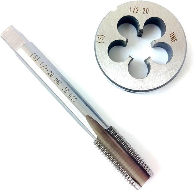 Amazon Com 1 2 Tap And Die Set Unf Machine Thread Tap And Unf Round Thread Die Right Hand Hss Taper Home Improvement
