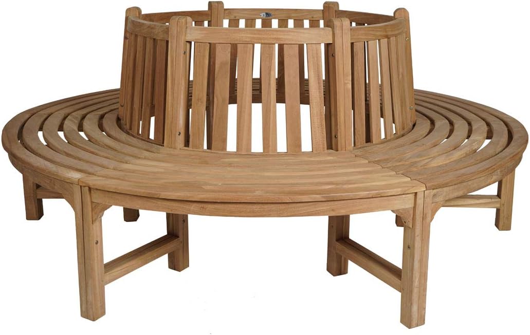 KMH®, 360° Baumbank (Kreis) mit Rückenlehne aus massivem Teakholz! (#102092)