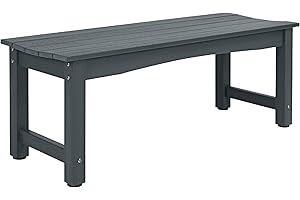 Sunnibety Weatherproof HIPS Outdoor Bench, 2-Person Patio Dining Bench, All-Weather Poly Lumber Garden Bench, Never Rot or Fade, Park Bench with Wood Grains for Porch, Garden, Deck, Entryway, Grey